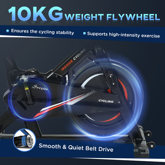 Indoor Cycling Bike Upright Stationary 10kg Flywheel Exercise Bike HOMCOM