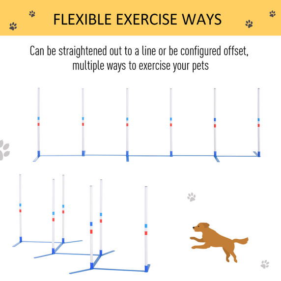 Dog Weave Pole Set Agility Starter Kit Pet Outdoor Exercise Training Set