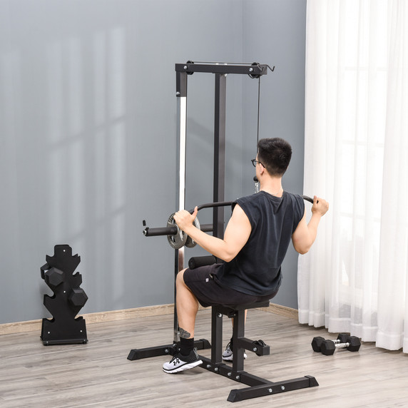 Adjustable Power Tower with Pulldown Machine - HOMCOM Exercise Equipment