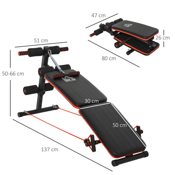 Foldable Sit Up Bench Core Workout for Home Gym Black HOMCOM