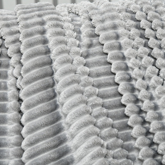 HOMCOM Flannel Fleece Blanket Single Size Throw Blanket for Bed 152x127cm Grey