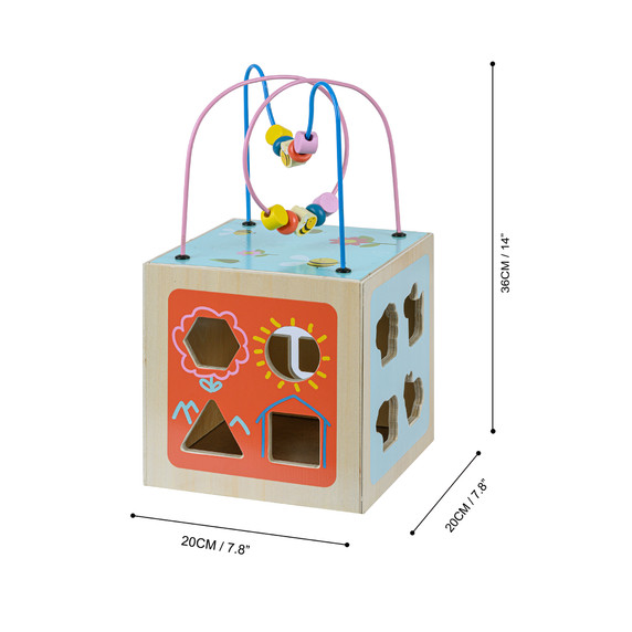 Preschool 5 in 1 Wooden Activity Cube, Educational Toy