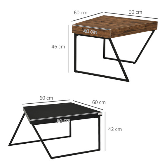 HOMCOM Coffee Table Set of 2, Coffee Tables with Steel Frame for Living Room