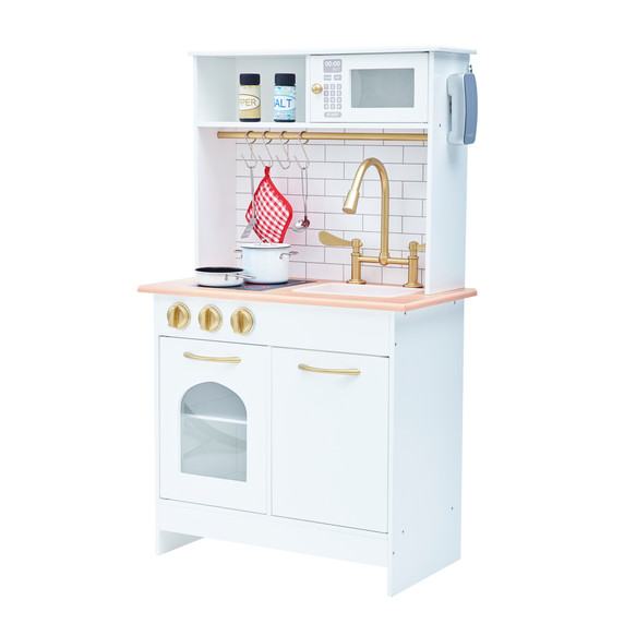 Childrens Wooden Play Kitchen White Toy Cooker Girls Boys