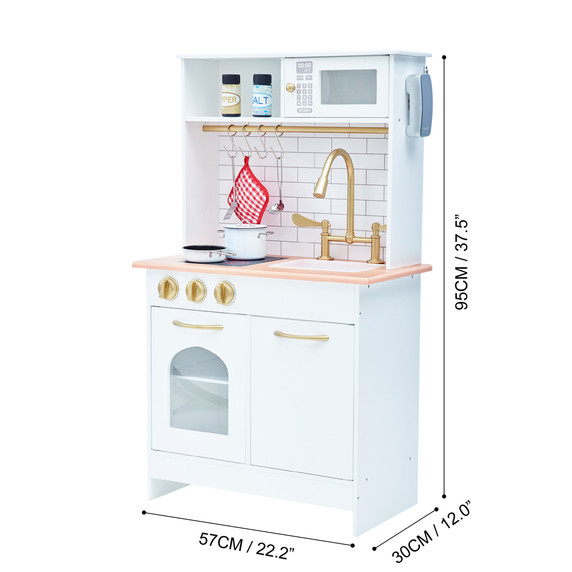 Childrens Wooden Play Kitchen White Toy Cooker Girls Boys