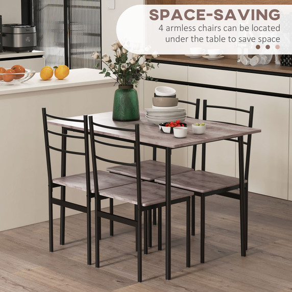 HOMCOM 5 Piece Dining Table and Chairs Set, Space Saving Table and 4 Chairs