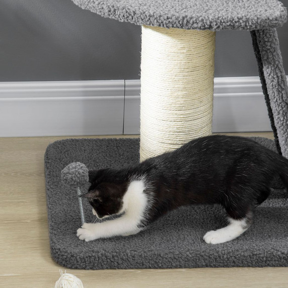 Cat Tree Tower for Indoor Cats w/ Scratching Posts, Pad, Dark Grey, Toy Ball