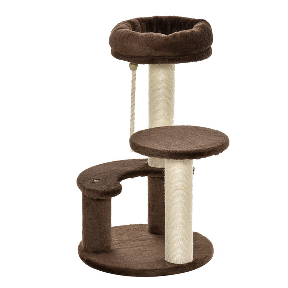 Cat Tree Scratcher Kitty Activity Play Center Post 2 Perch w/ Hanging Sisal Rope