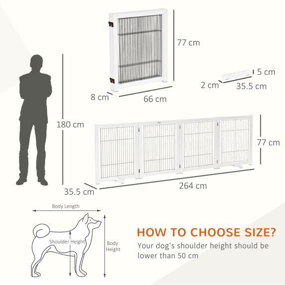 Freestanding Folding Pet Gate 4 Panels Dog Puppy Barrier with Support Feet