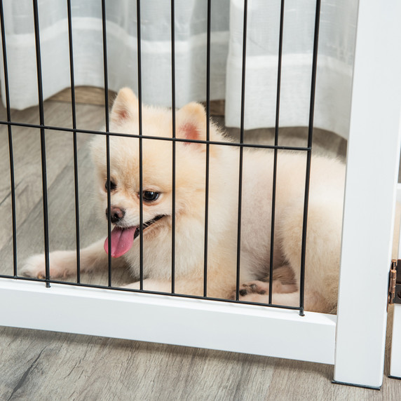 Freestanding Folding Pet Gate 4 Panels Dog Puppy Barrier with Support Feet