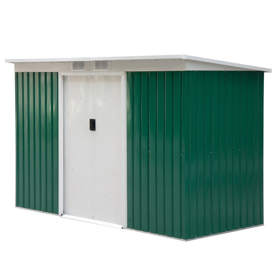 9ft x 4.25ft Garden Metal Storage Shed Equipment Tool Box Ventilation & Doors