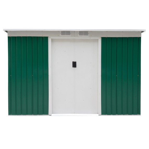 9ft x 4.25ft Garden Metal Storage Shed Equipment Tool Box Ventilation & Doors