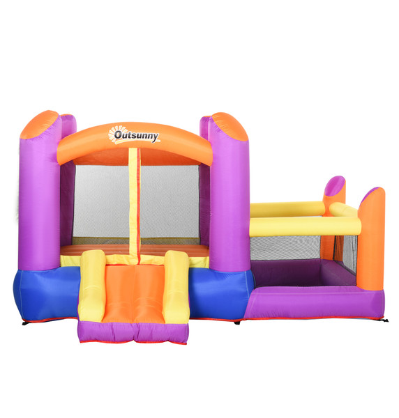 Bouncy Castle with Slide Pool House Inflatable w/ Blower Multi-color Outsunny