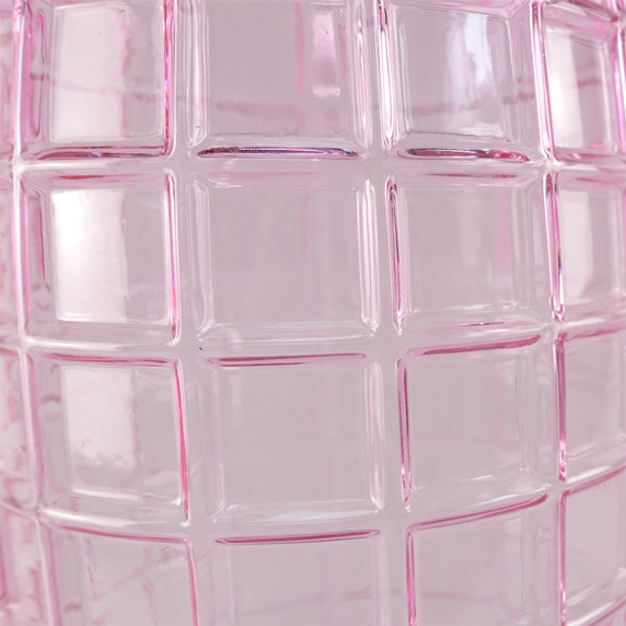 49cm Tall Pink Square Glass Vase