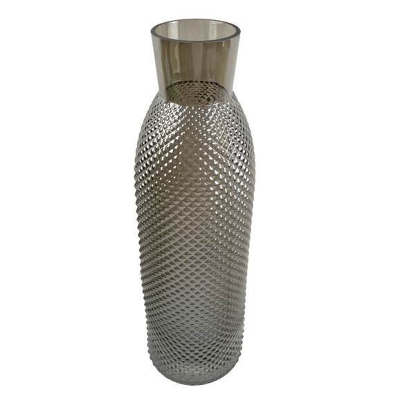 50cm Smoke Grey Diamond Tall Glass Vase
