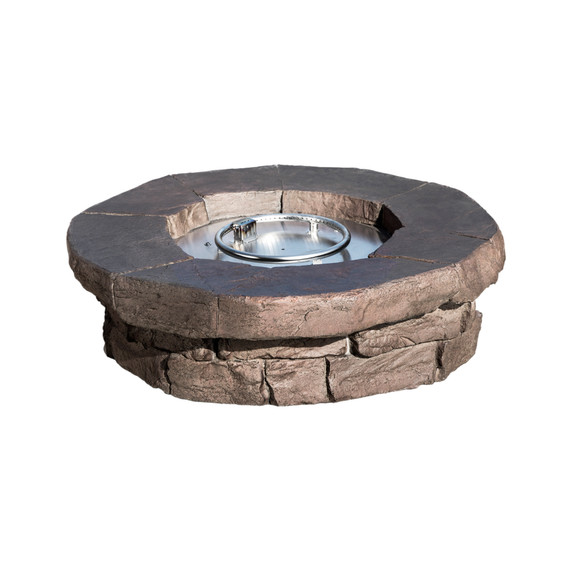 Teamson Home Outdoor Gas Fire Pit with Stone Finish, Lava Rocks, and Cover