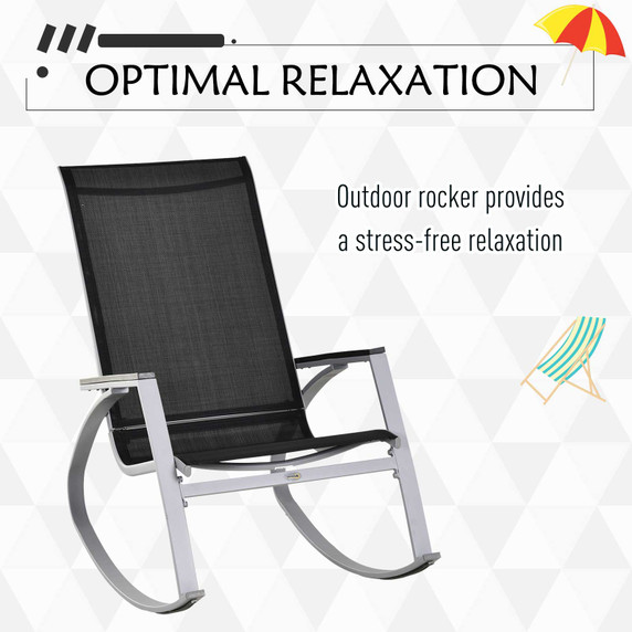 Texteline Rocking Chair-Black/Silver