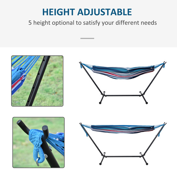 294 x 117cm Hammock with Metal Stand Portable Carrying Bag 120kg White Stripe