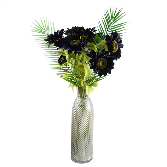 100cm Purple Artificial Sunflower Arrangement Glass Vase