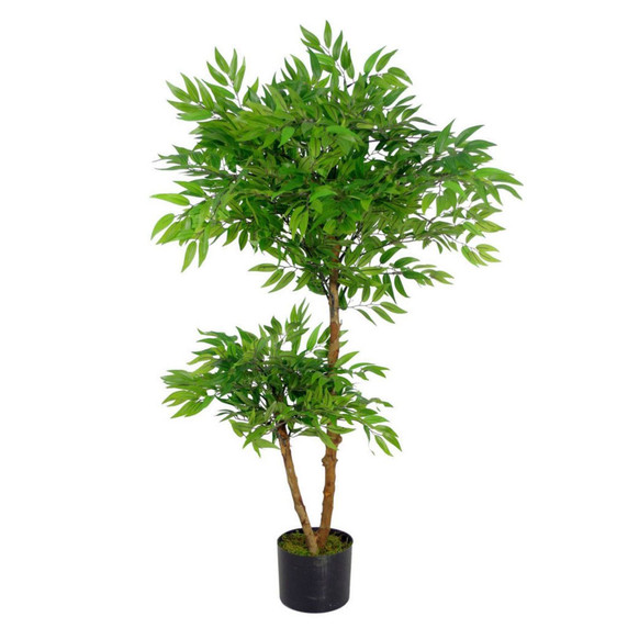 Realistic 100cm Artificial Ficus Tree with Lifelike Foliage - Premium Quality Mini Ruscus Plant - Genuine Leaf Design UK - Perfect Home or Office Decor Accent