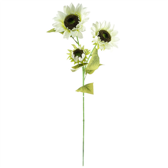 100cm White Artificial Sunflower Arrangement Glass Vase