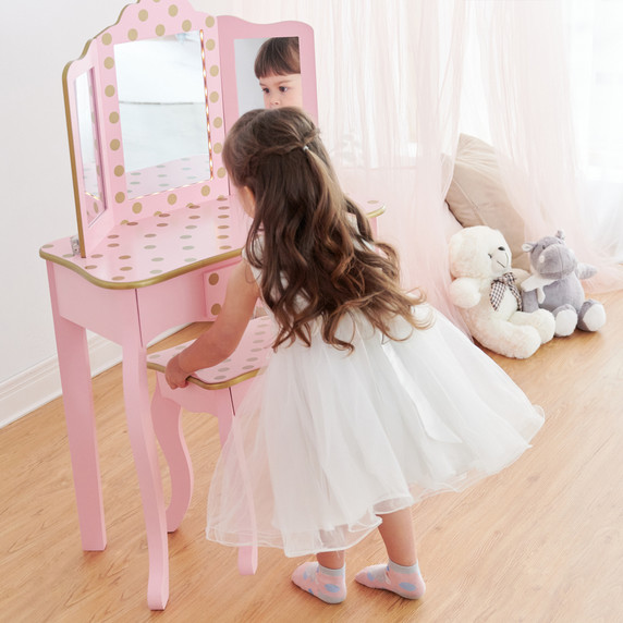 Fantasy Fields Kids Play Vanity Set & Lights Light Pink/Rose Gold