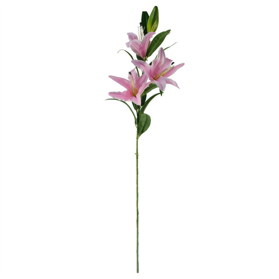100cm Pink Lily and Fern Display Glass Vase