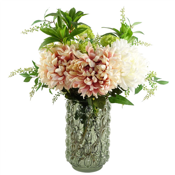 55cm Artificial Chrysanthemum Glass Retro Vase