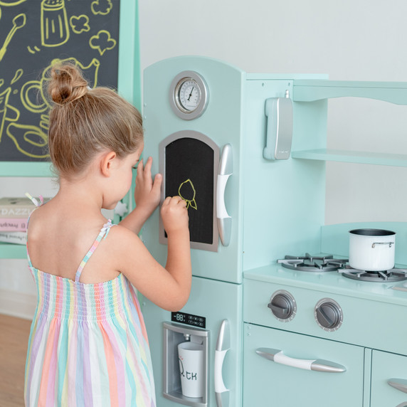 Mint Wooden Toy Kitchen with Fridge Freezer and Oven