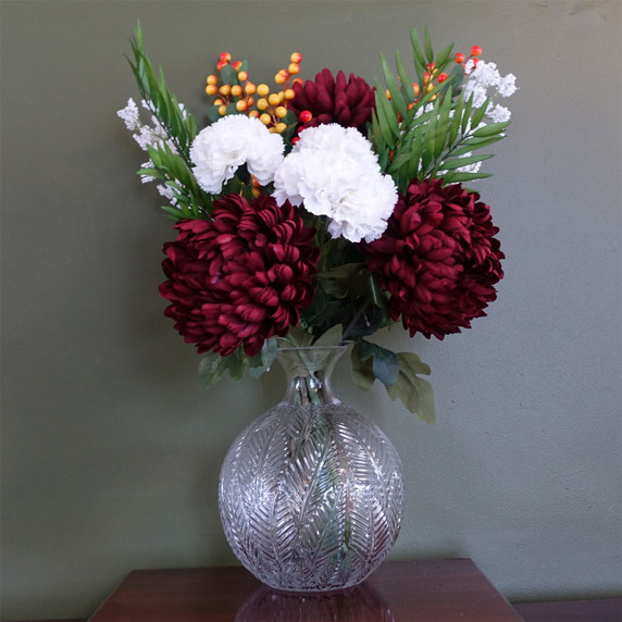 70cm Red Chrysanthemum Glass Ball Vase