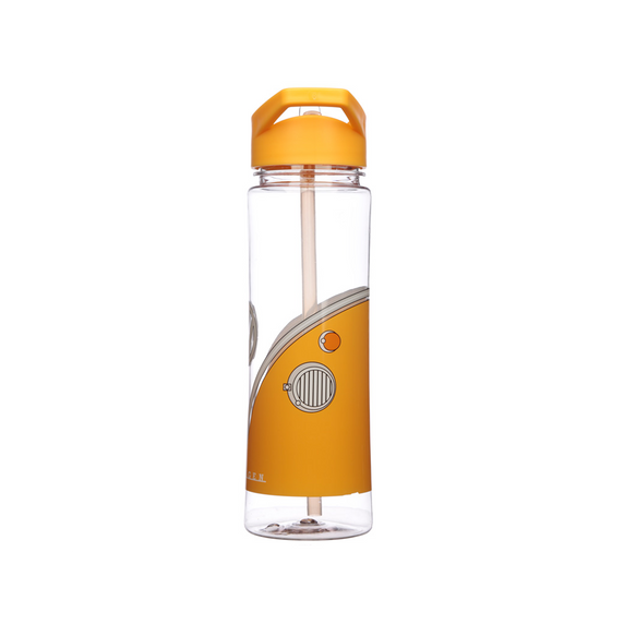 Reusable Orange Volkswagen VW T1 Camper Bus Shatterproof Tritan 550ml Water Bottle with Flip Straw