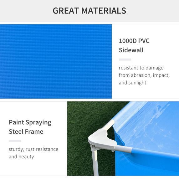 Steel Frame Pool & Filter Pump & Cartridge Rust Resistant 315 x 225 x 75cm Blue