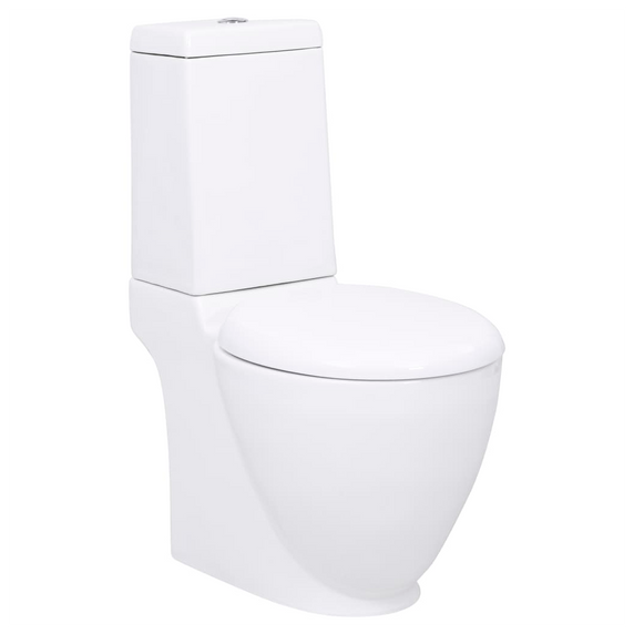 WC Ceramic Toilet Bathroom Round Toilet Bottom Water Flow White/Black