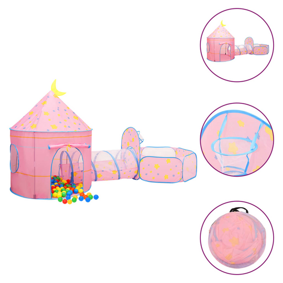 Children Play Tent with 250 Balls Pink 301x120x128 cm