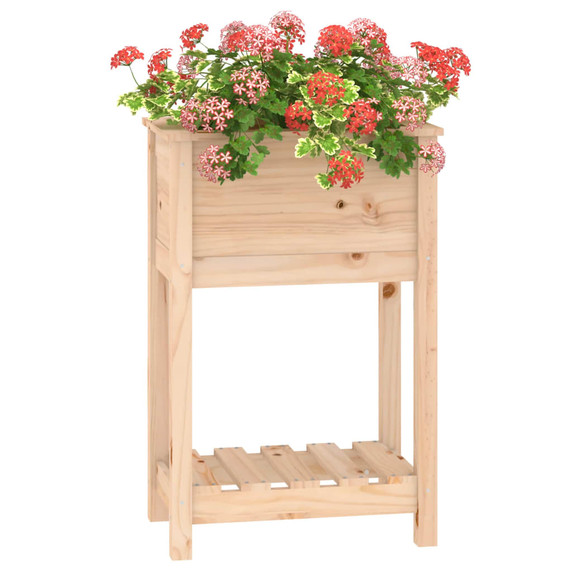 Planter with Shelf Solid Wood Pine