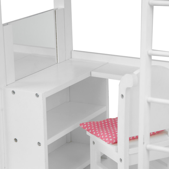 White Doll Bunk Bed with Desk Olivia's World 18" Wooden Furniture Toy