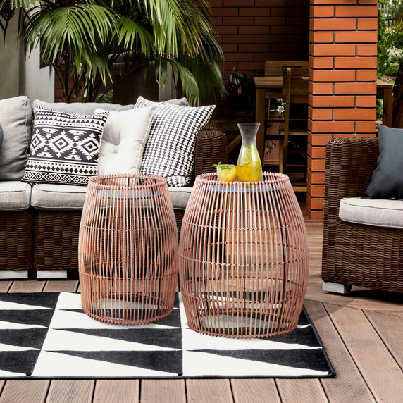 Outdoor Garden Furniture Large Round Side Table in Bamboo Wicker