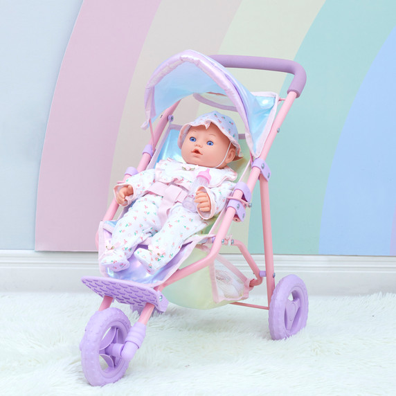 Olivia's Little World Dreamland Baby Doll Pram Pushchair Stroller with Storage