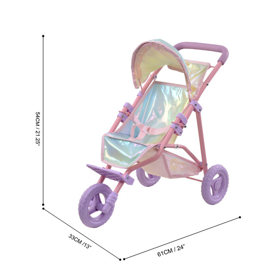 Olivia's Little World Dreamland Baby Doll Pram Pushchair Stroller with Storage