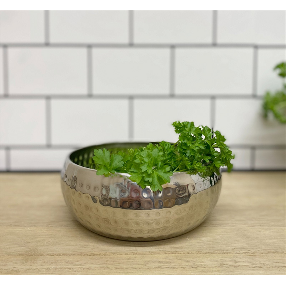 Small Round Silver Hammered Bowl 16cm