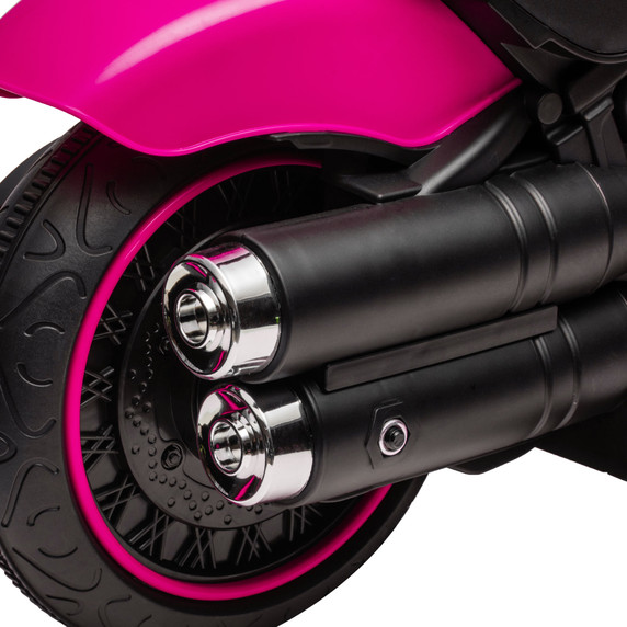 6V Electric Motorbike w/ Training Wheels, One-Button Start, Headlight - Pink