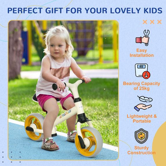 8" Baby Balance Bike w/ Adjustable Seat, Puncture-Free EVA Wheels - Orange