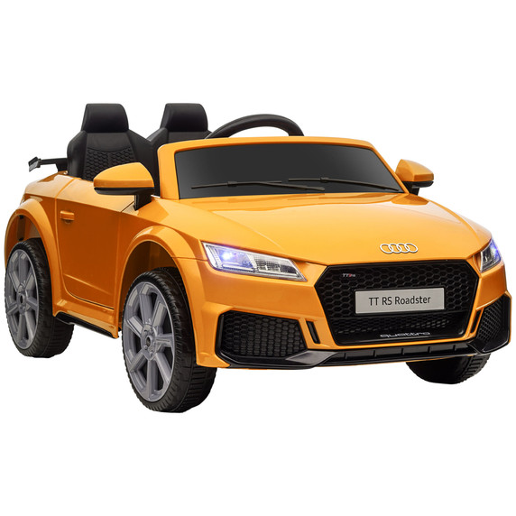 12V Audi TT RS Ride-On Car in Vibrant Yellow with Removable Highlights and MP3 Player