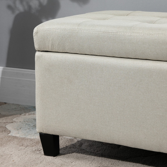 Linen Storage Ottoman Bench Padded w/ Tufting Hinged Lid Wood Frame Feet