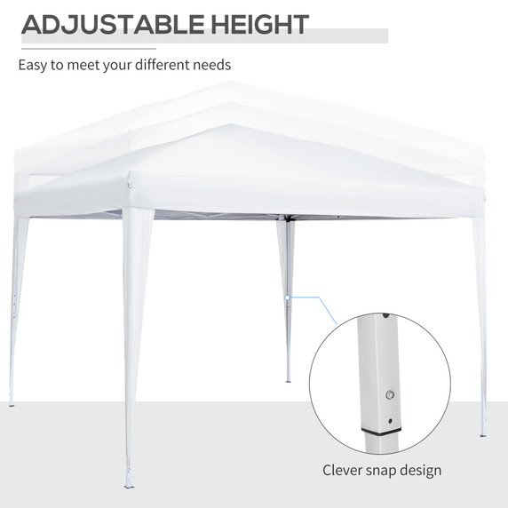 Outsunny 3mx3m Pop Up Gazebo Party Tent Canopy Marquee with Storage Bag White