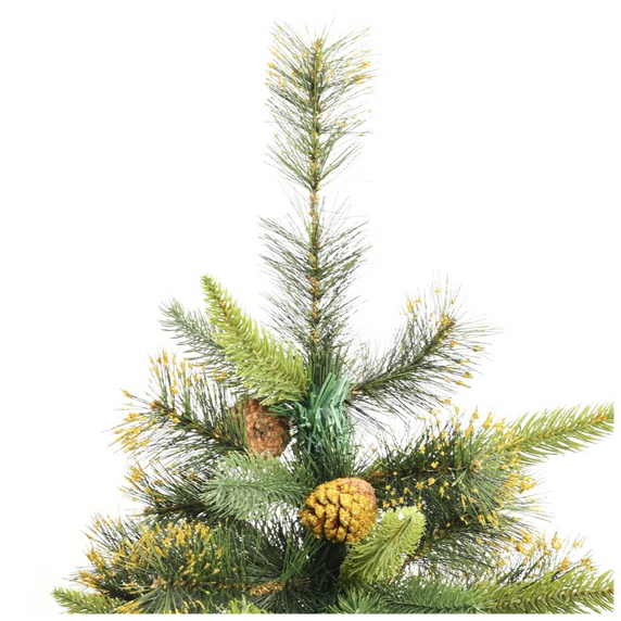 vidaXL Artificial Hinged Christmas Tree with Cones 210 cm