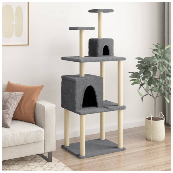 vidaXL Cat Tree with Sisal Scratching Posts Dark Grey 167 cm