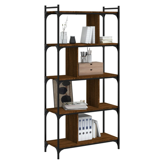 vidaXL Bookcase 5-Tier Brown Oak 76x32x158 cm Engineered Wood