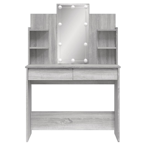 vidaXL Dressing Table with LED Lights Grey Sonoma 96x40x142 cm