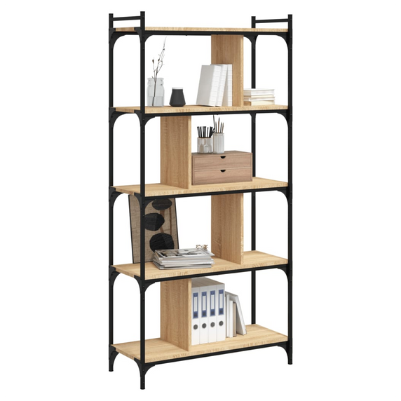 vidaXL Bookcase 5-Tier Sonoma Oak 76x32x158 cm Engineered Wood